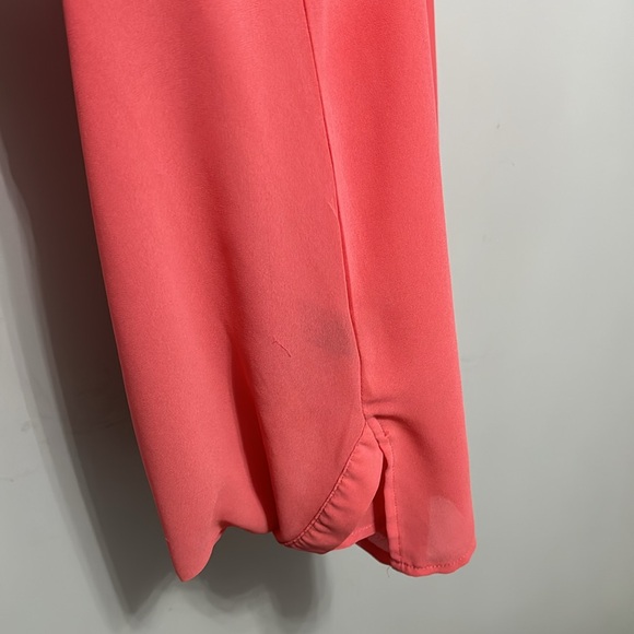 Cliche couture Large bright coral 100% polyester sleeveless sheer top - Picture 4 of 7